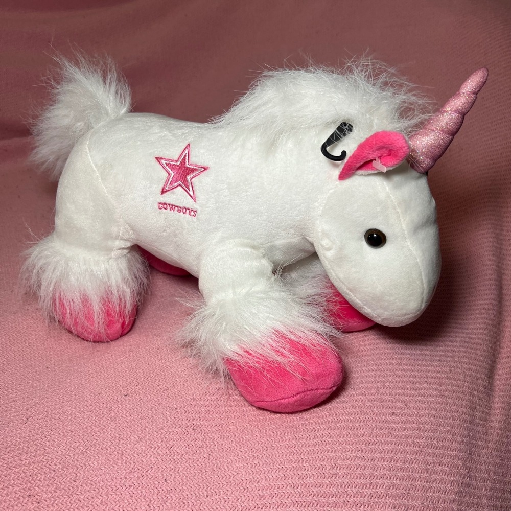 Dallas Cowboys NFL Unicorn Plush White Pink Star Logo Stuffed Animal Toy 13" - Picture 2 of 5